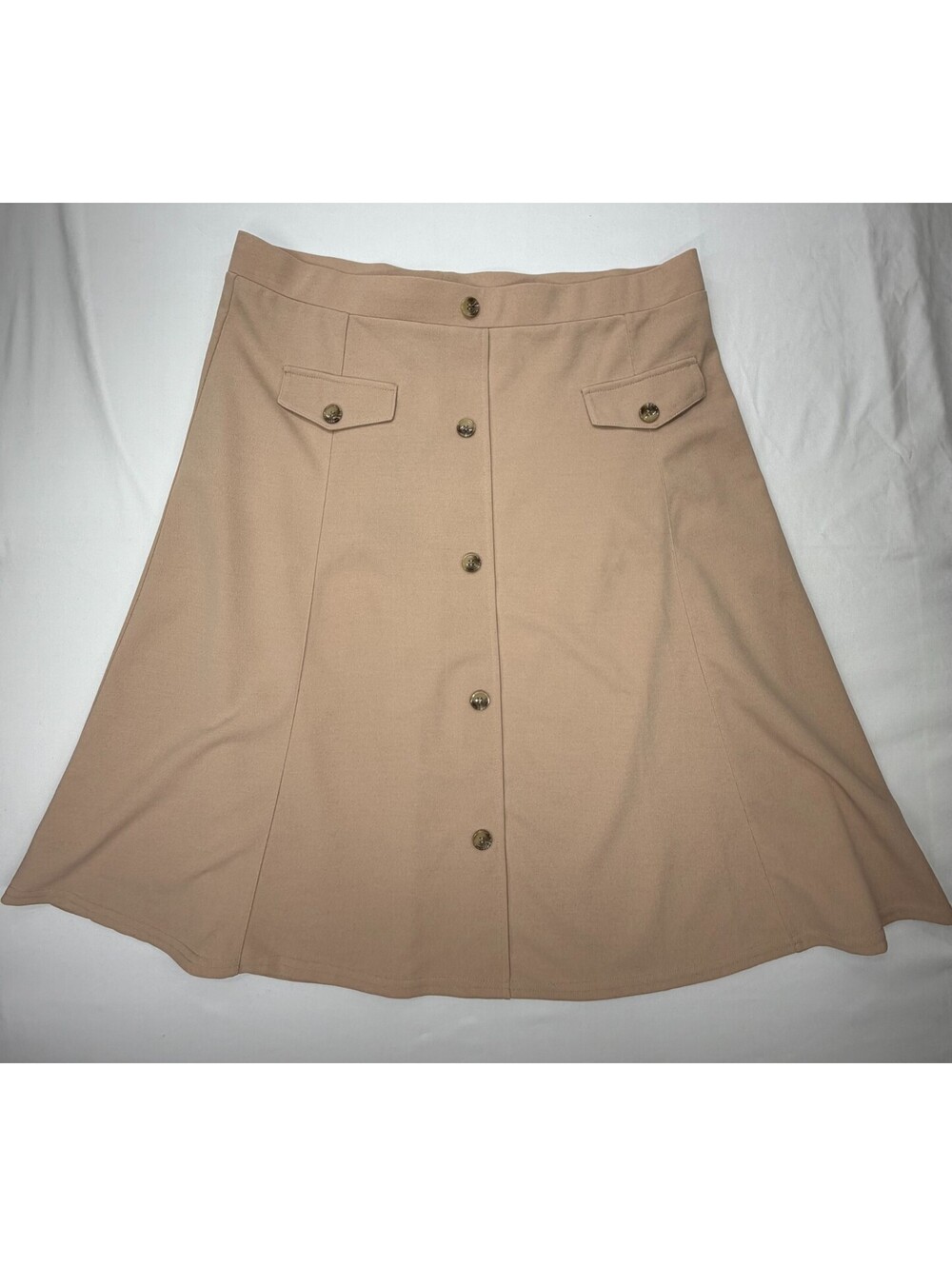 Ashley Blue Women's A Line Skirt Flat Front Solid Stretch Size 2XL Beige NWT